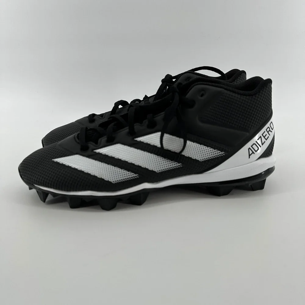 Adidas Adizero Football Cleats Mens 11 Black White IF5102 Mid Top Athletic Shoes